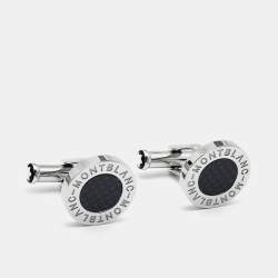 Montblanc Meisterstück Silver Tone Carbon Inlay Cufflinks
