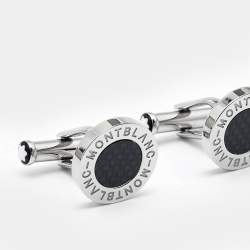 Montblanc Meisterstück Silver Tone Carbon Inlay Cufflinks