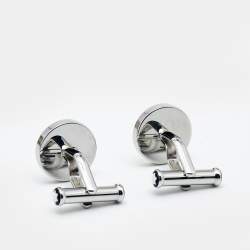 Montblanc Meisterstück Silver Tone Carbon Inlay Cufflinks