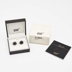 Montblanc Meisterstück Silver Tone Carbon Inlay Cufflinks