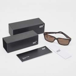 Montblanc Brown Tortoise MB405S Rectangular Sunglasses