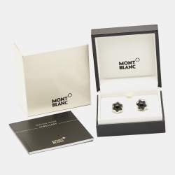Pre Owned Montblanc Star Onyx Stainless Steel Cufflinks