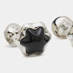 Pre Owned Montblanc Star Onyx Stainless Steel Cufflinks