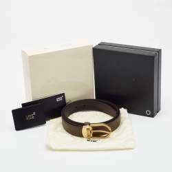 Montblanc Brown Leather Horseshoe Cut to Size Buckle Belt