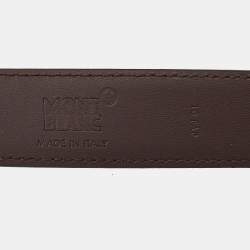 Montblanc Brown Leather Horseshoe Cut to Size Buckle Belt