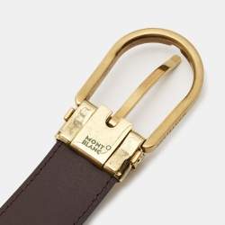 Montblanc Brown Leather Horseshoe Cut to Size Buckle Belt