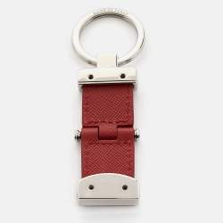 Montblanc Sartorial Rouge Leather Silver Tone Key Ring