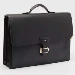 Montblanc Black Leather Urban Spirit Double Gusset Briefcase