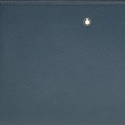 Montblanc Navy Blue Leather Zip Wristlet Pouch