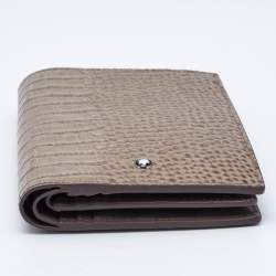 Montblanc Beige Croc Embossed Leather Meisterstuck Bifold Business Wallet