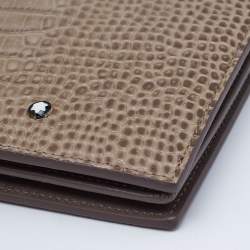 Montblanc Beige Croc Embossed Leather Meisterstuck Bifold Business Wallet