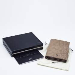 Montblanc Beige Croc Embossed Leather Meisterstuck Bifold Business Wallet