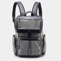 Montblanc Grey/Black Nylon and Leather Large Nightflight Backpack