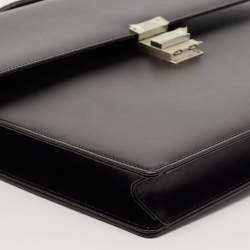 مملوكة مسبقًا Montblanc Black Leather Meisterstuck Triple Gusset Briefcase Bag