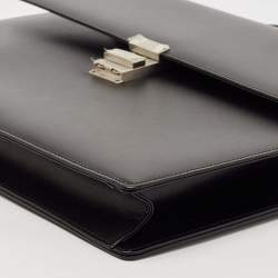 مملوكة مسبقًا Montblanc Black Leather Meisterstuck Triple Gusset Briefcase Bag