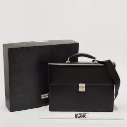 مملوكة مسبقًا Montblanc Black Leather Meisterstuck Triple Gusset Briefcase Bag