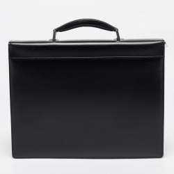 مملوكة مسبقًا Montblanc Black Leather Meisterstuck Triple Gusset Briefcase Bag