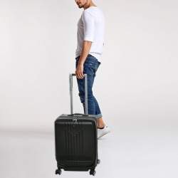 Pre Owned Montblanc Black Polycarbonate Front Pocket Cabin Trolley