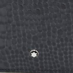 Pre Owned Montblanc Blue Croc Embossed Leather Meisterstuck Bifold Wallet