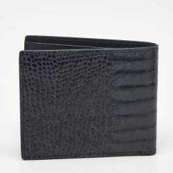 Pre Owned Montblanc Blue Croc Embossed Leather Meisterstuck Bifold Wallet