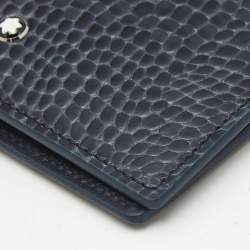 Pre Owned Montblanc Blue Croc Embossed Leather Meisterstuck Bifold Wallet