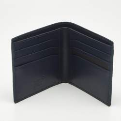 Pre Owned Montblanc Blue Croc Embossed Leather Meisterstuck Bifold Wallet