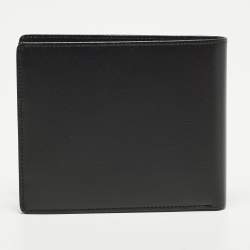 مملوكة مسبقًا محفظة مون بلان مايستروستوك جلد أسود ذات جيبين عرض و 6CC مقاس طي مزدوجة