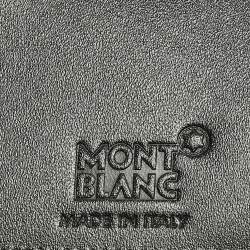 مملوكة مسبقًا محفظة مون بلان مايستروستوك جلد أسود ذات جيبين عرض و 6CC مقاس طي مزدوجة