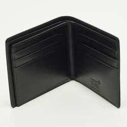 مملوكة مسبقًا محفظة مون بلان مايستروستوك جلد أسود ذات جيبين عرض و 6CC مقاس طي مزدوجة