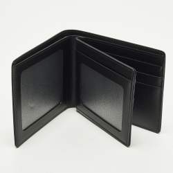 مملوكة مسبقًا محفظة مون بلان مايستروستوك جلد أسود ذات جيبين عرض و 6CC مقاس  طي مزدوجة