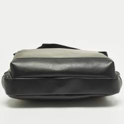 Pre Owned حقيبة ماسنجر مون بلان نايت فلايت جلد ونايلون رمادي/أسود