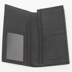 Pre Owned محفظة مون بلان سارتوريال 12 CC مع جيب عرض ثنائي الطي جلد أسود