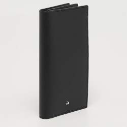 Pre Owned محفظة مون بلان سارتوريال 12 CC مع جيب عرض ثنائي الطي جلد أسود