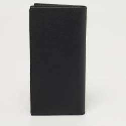 Pre Owned محفظة مون بلان سارتوريال 12 CC مع جيب عرض ثنائي الطي جلد أسود