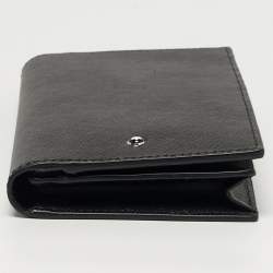 Pre Owned محفظة مون بلان سارتوريال 12 CC مع جيب عرض ثنائي الطي جلد أسود