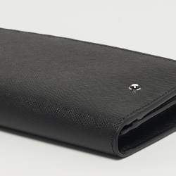Pre Owned محفظة مون بلان سارتوريال 12 CC مع جيب عرض ثنائي الطي جلد أسود
