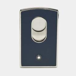 Pre Owned علبة بطاقات صلبة من جلد أزرق مون بلان سارتوريال