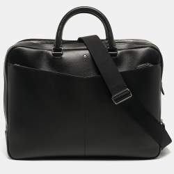 Pre Owned Montblanc Sartorial Double Zip Black Leather Briefcase