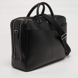 Pre Owned Montblanc Sartorial Double Zip Black Leather Briefcase