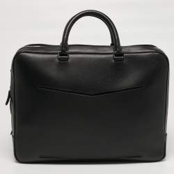 Pre Owned Montblanc Sartorial Double Zip Black Leather Briefcase