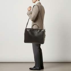 Pre Owned Montblanc Sartorial Double Zip Black Leather Briefcase