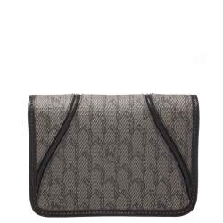 Montblanc Dark Brown/Beige Signature Coated Canvas Flap Card Holder