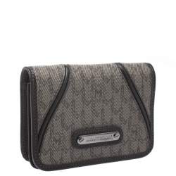 Montblanc Dark Brown/Beige Signature Coated Canvas Flap Card Holder