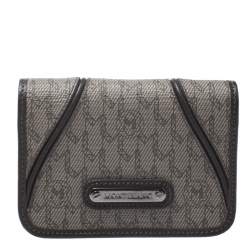 Montblanc Dark Brown/Beige Signature Coated Canvas Flap Card Holder