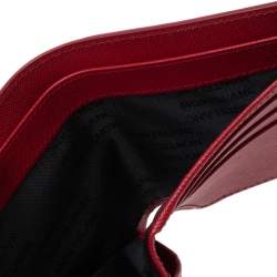 Pre Owned Montblanc Red Leather Sartorial Wallet 6CC