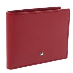 Pre Owned Montblanc Red Leather Sartorial Wallet 6CC