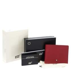Pre Owned Montblanc Red Leather Sartorial Wallet 6CC