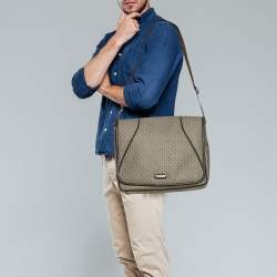 MontBlanc Brown Coated Canvas and Leather Flap Messenger Bag