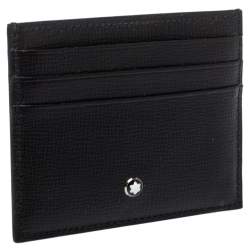 Pre Owned Montblanc Black Leather Meisterstuck Card Holder 6CC