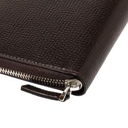 Pre Owned محفظة سفتر مون بلان مسترستك جلد محبب بنى داكن